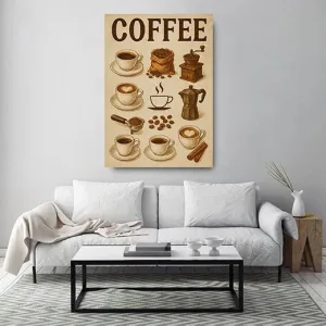 Kunstdruck Kaffee braun – Vintage-Kaffeeplakat mit liebevollen Kaffee-Illustrationen