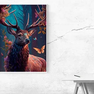Kunstdruck Hirsch im Wald – Raumbeispiel 2