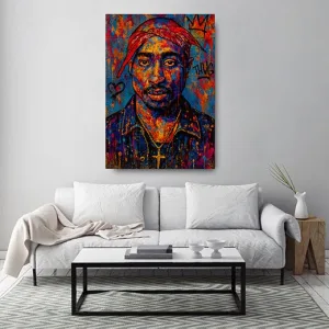 Kunstdruck 2Pac bunt – 2 Pac in Streetart-Farben – ein Porträt voller Energie